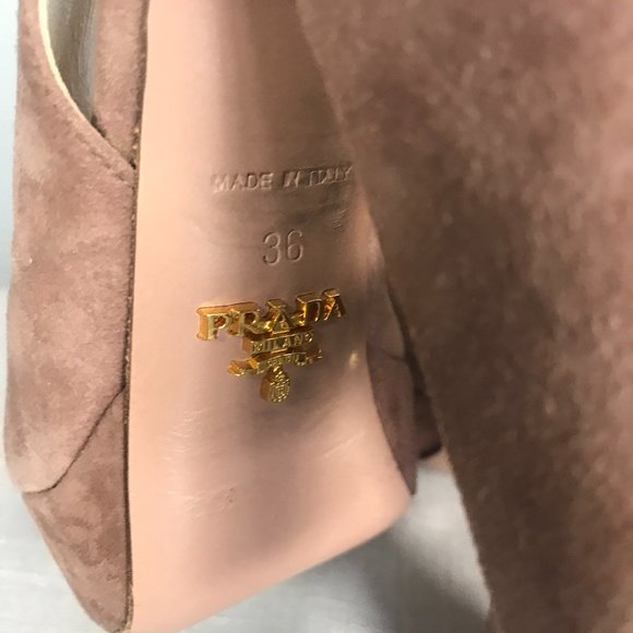 Prada Rose Suede Platform Heels, Size 36 - Picture 7 of 9